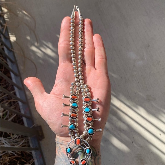 VintAge Turqouise coral squash blossom - Picture 3 of 7